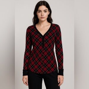 Victoria's Secret Thermal Short Pajamas in Red Black Plaid M goth grunge academi